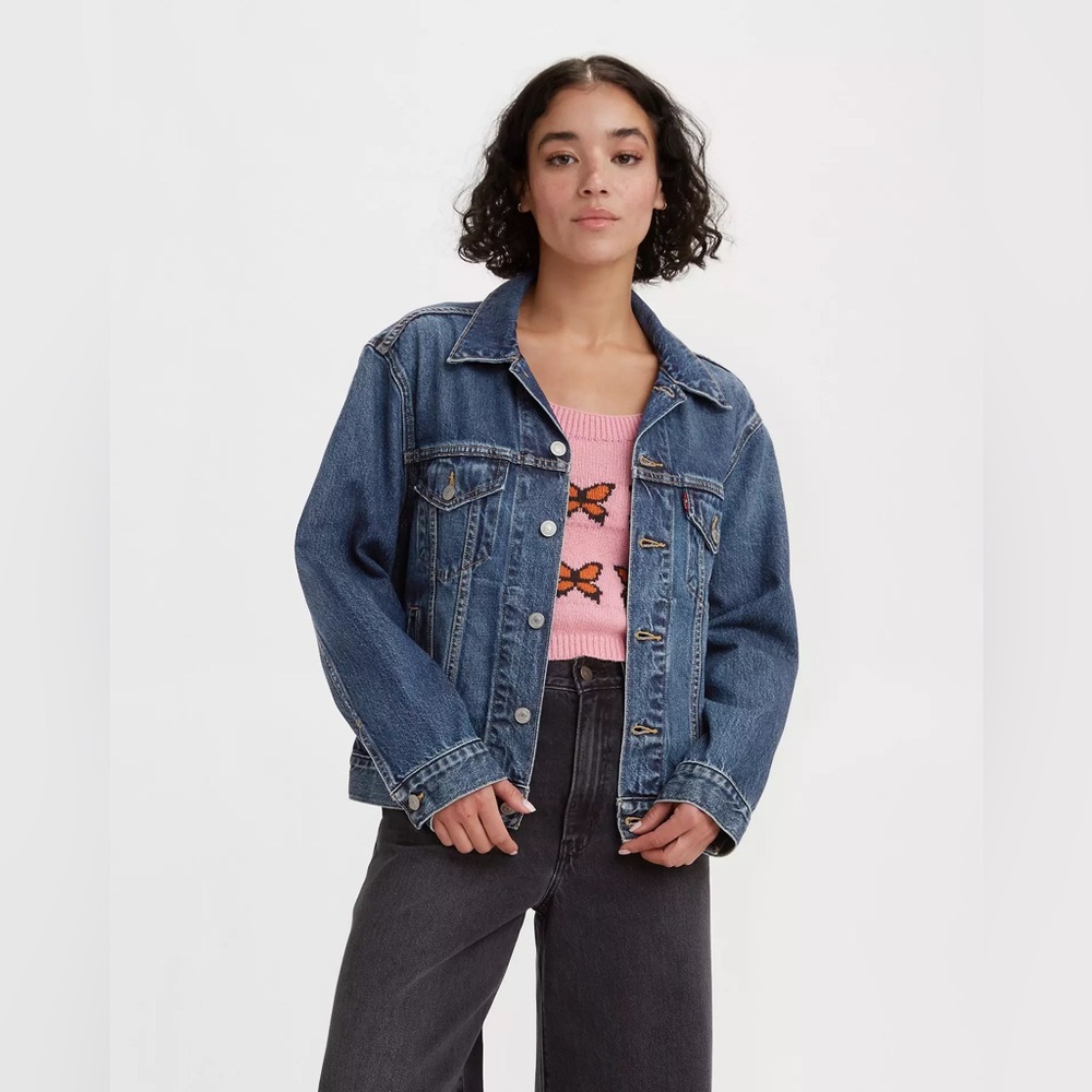 Levi's EX-BOYFRIEND TRUCKER JACKET Blue Jean Jacket Size Large